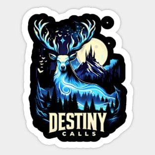 Destiny Calls - Mystical Stag by the Full Moon Sticker
